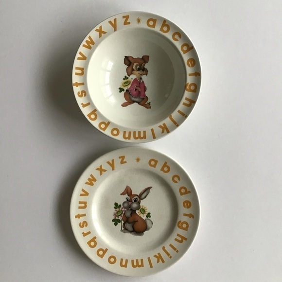 Vintage Child’s Plate & Bowl Alphabet Nursery Rhyme by Woods & Sons England - Picture 11 of 16